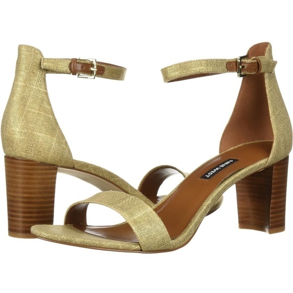 Nine West Shoes - Nine West Gold Pruce Linen heels
